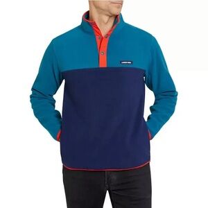 NWT Men’s Fleece Pullover 1/4 Snap Better Sweater Lands End Blue Green Retro XXL